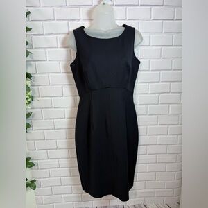 Milly Sleeveless Virgin Wool Blend Sheath Dress Size 6 Side Zip Hem Detail